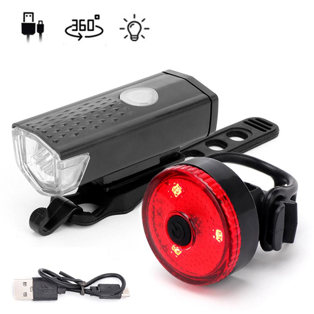 LED Bike Light Set USB Rechargeable Bike Light Front Light and Rear Light Set IPX4 Waterproof Cycling Light for