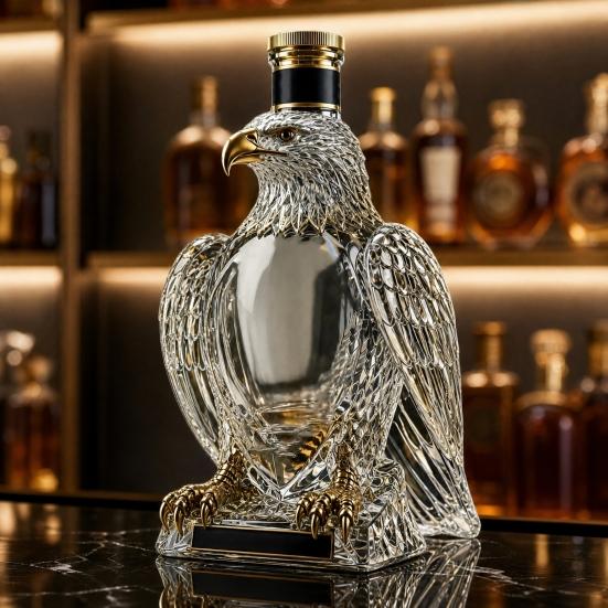 Eagle Whiskey Glass Decanter, 350ml 250th Anniversary Eagle Shaped Glass Bottle for Wine Bourbon, Unique Bar Decor & Gift for Men