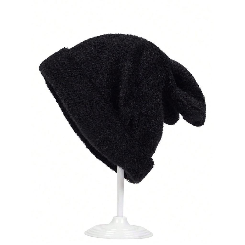 Damen Kaninchenhaar Kaninchenohren Strickmütze Paar Niedlich Winter Wärme Mütze Outdoor Freizeit Kalte Hüte Winddichte Mützen Beanie Mütze