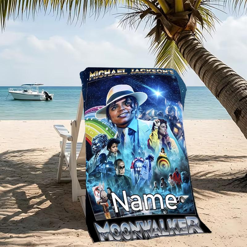 Customizable personalized beach towels Michael Jackson themed designs.Suitable for the beach, yoga, sports;ideal as beach accessories