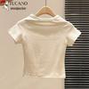 Woodpecker Women's Cotton Crop T-Shirt with Exposed Stitching