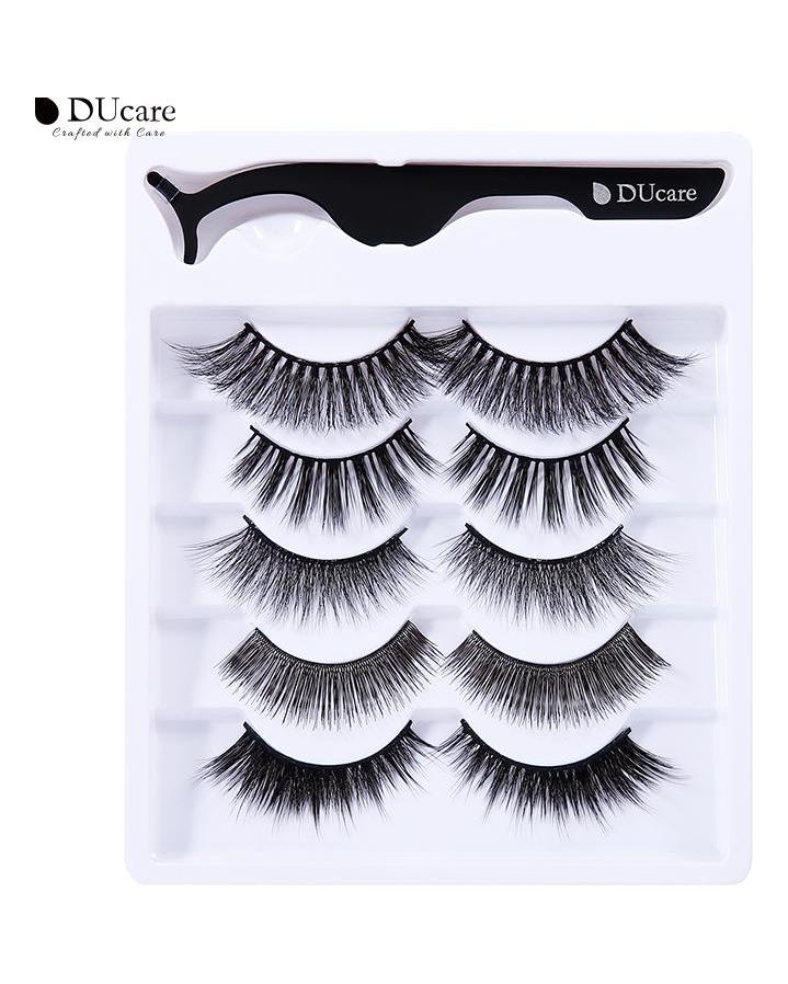 DUcare 5 Pairs Natural False Eyelashes Thick Makeups 5D Mink Lashes Soft Eyelash Extension Fake Eyelash Long Mink Eyelashes