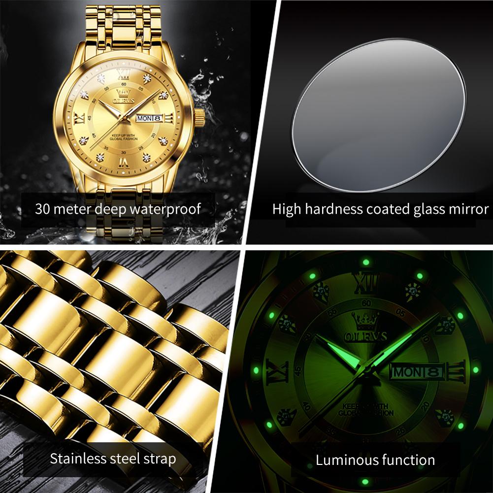 OLEVS 5513 Brand Luxury Mens Watch Temperament Gold Wrist Watch Fashion Trend Waterproof Men Quartz Watches