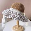 Large Brim Flower Sun Hat Anti UV Lace Bowknot Sunshade Cap Summer Woman's Straw Hat  Outdoor