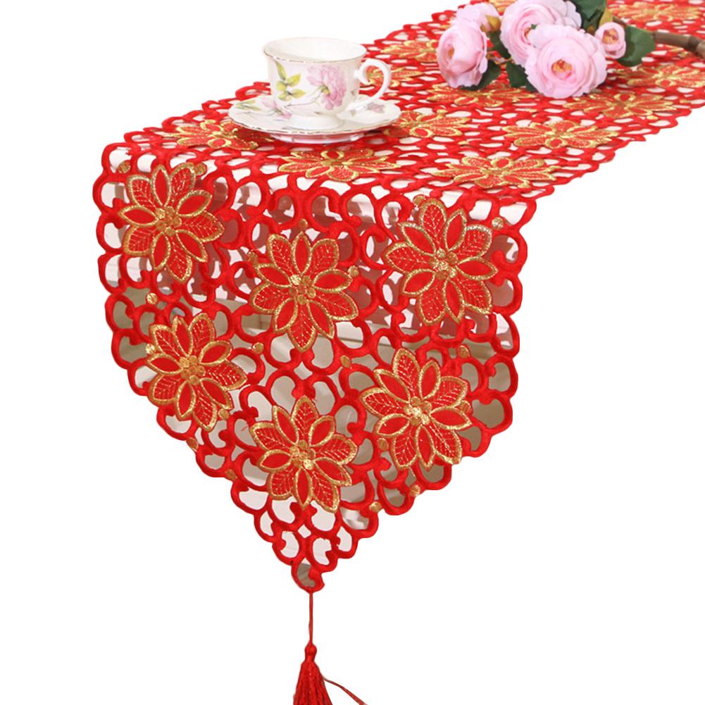 

KPOP цветок вышитый обеденный журнальный столик дорожка подставка для столовых приборов домашний декор 40x176cm красный