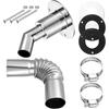 Thru Hull Skin Diesel Heater Pipe 24mm Stainless Steel Heater Exhaust Pipe Tube Elbow Connector 2 Clamps for Boats Car Truck