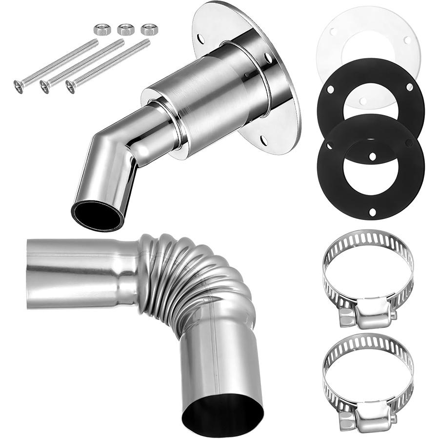 Connettore a gomito per tubo di scarico riscaldatore diesel passascafo in acciaio inossidabile 24mm con 2 fascette per barche, auto, camion