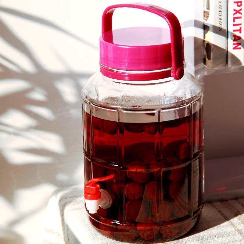 Skleněná sada lahví na víno: 3dílný, 12mm plastový kohoutek, utěsněná nádoba a spínací příslušenství pro nové uživatele