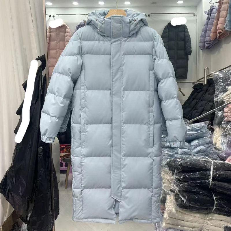 Down jacket men's and women's super long over-knee thickened winter new couple loose Chinese play white duck down jacket