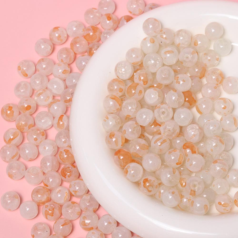 Yori 40pcs 10mm Imitation Crack Glass Beads Round Loose Spacer Beads for Jewelry Making DIY Bracelets Phone Chain Accessories