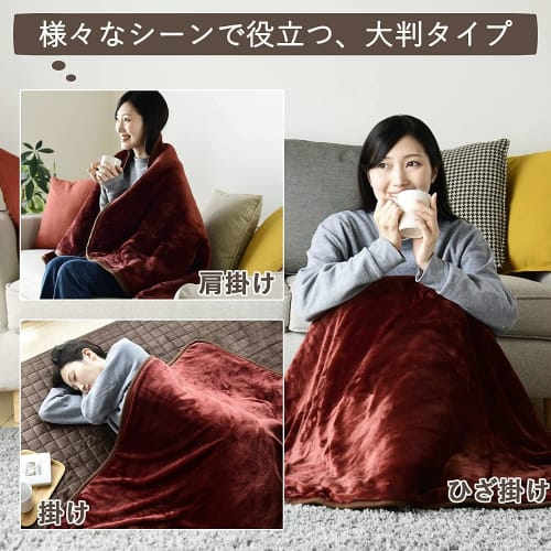 Yamazen Electric Blanket, Throw and Blanket, Hokaron, 188 x 130 cm, Washable, Dust Mite Prevention Function, Uses Moisture Absorbing and Generating Fa