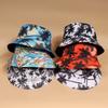 Modischer Bohemien-Stil Fischerhut Leichter Lässiger Sonnenhut Kokospalmen-Print UV-Schutz Eimerhut Outdoor-Aktivitäten