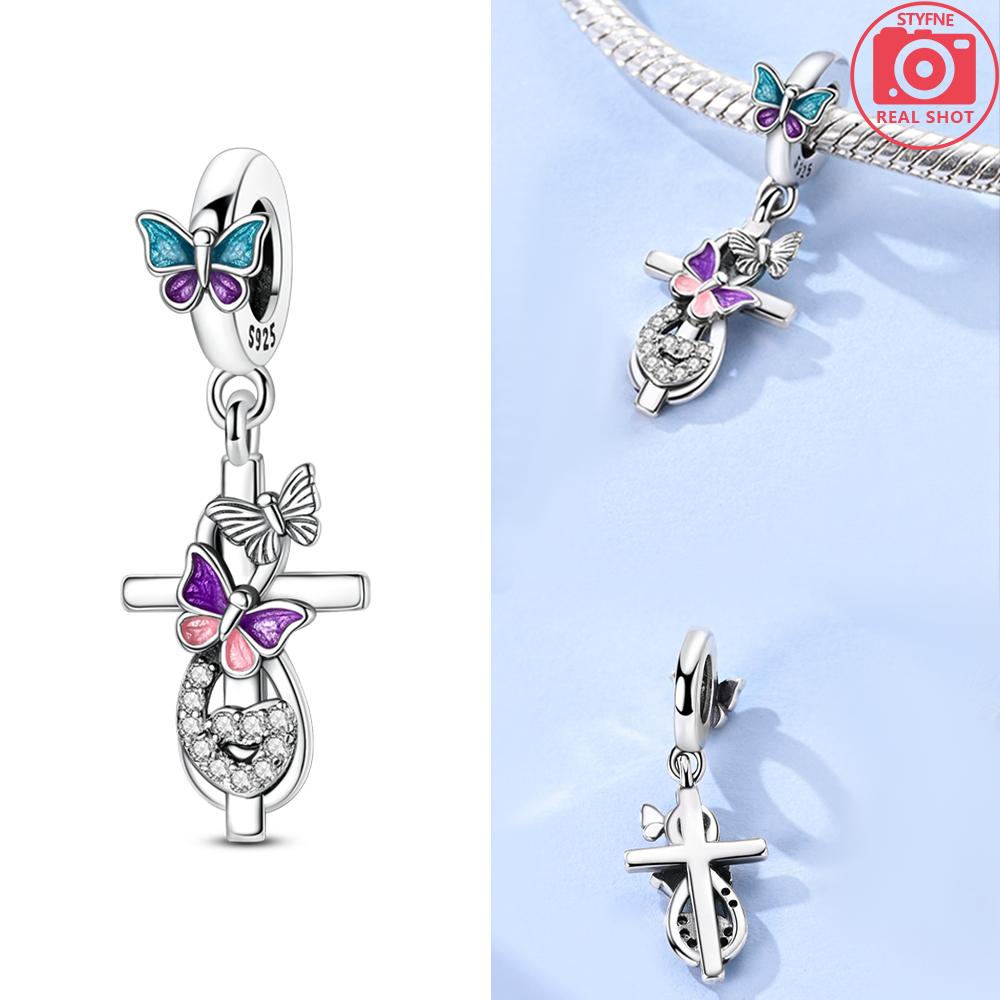 Charms Copper Original Luminous Firefly Pink Cat Little Bear Heart Beads Fit Bracelet Women Jewelry Making Diy Accessories