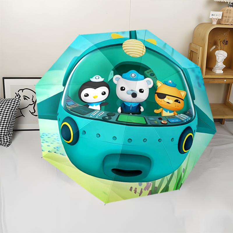 The Octonauts7 Print Automatic Umbrella, 8 Rib Iron Frame, Plastic Handle, Suitable for Outdoor Travel &Daily , Ideal Gift