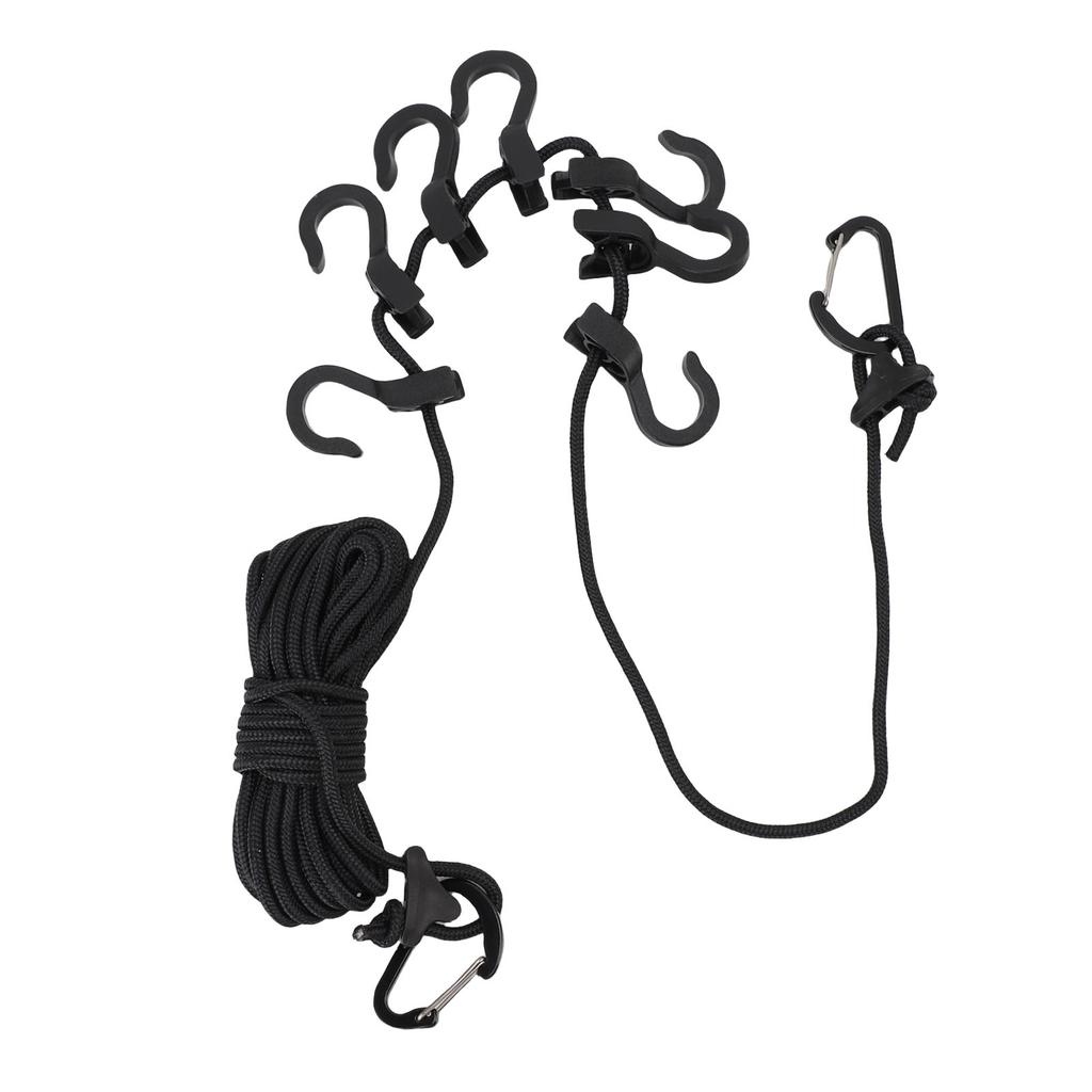 Portable Travel Clothesline   16.4ft Length Clothes Drying Rope Windproof 5m Clothesline with Hooks for Outdoor Camping