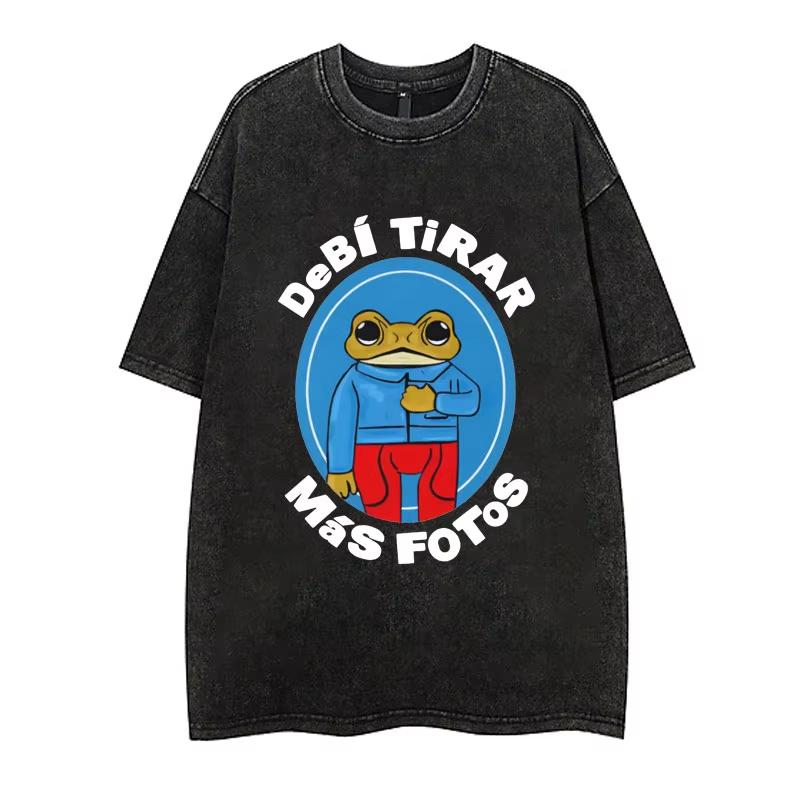 Vintage Washing T Shirt Bad Bunny DeBi TiRAR MaS FOToS DTMF T-shirt Men Fashion Cotton Wash Tshirts Male Hip Hop Gothic Tees