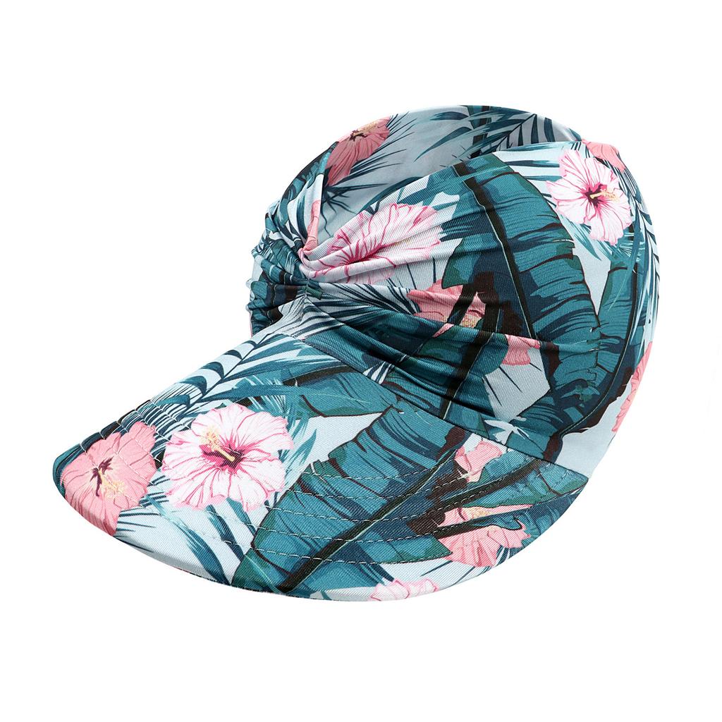 Stylish Leopard Print Hat Women Ponytail Hat Quick Drying Adjustable Hat for Outdoor Beach Sports