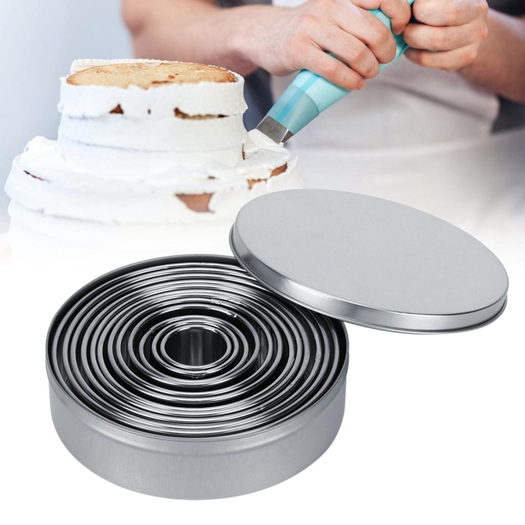 12pcs Portable Round Cutting Cookie Molds and Mousse Cake Mould Stainless Steel Ring Pastry Baking Accessories