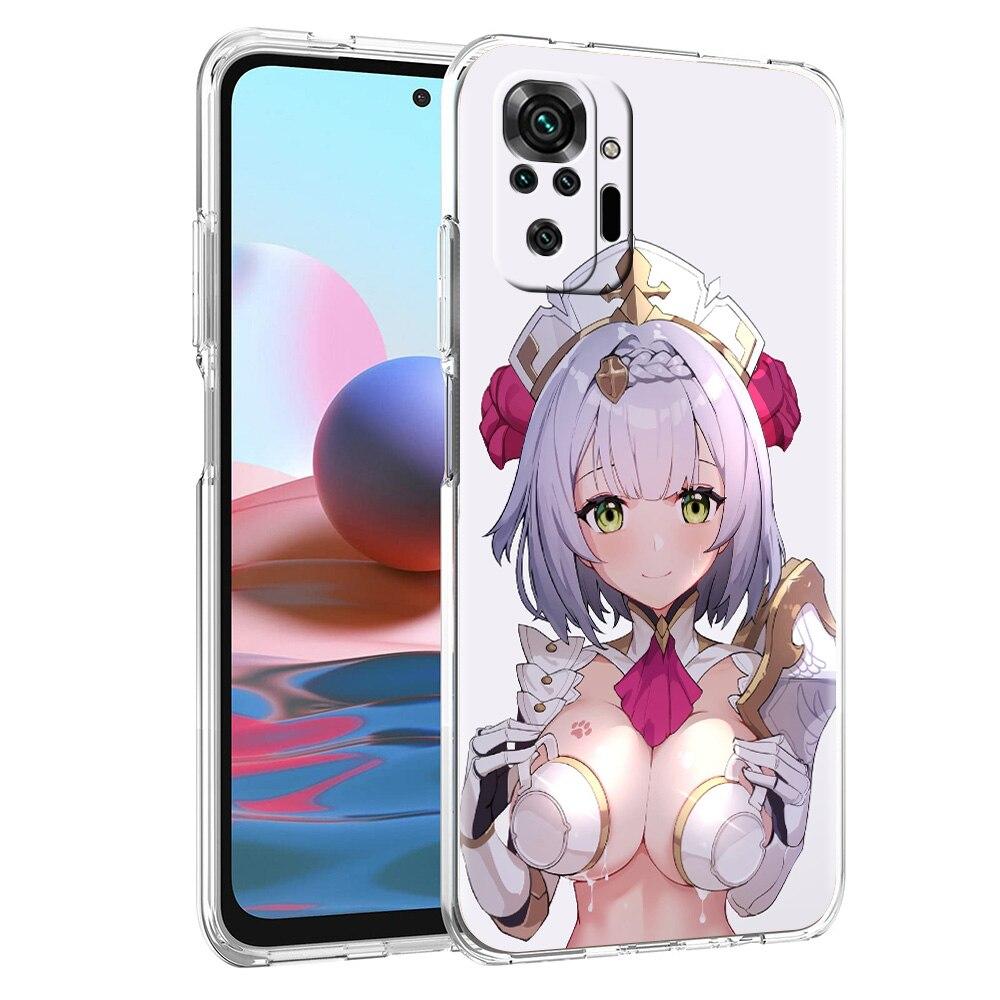 Pouzdro Genshin Impact Hentai Sexy Girl pro Xiaomi Poco X3 NFC M3 F3 Redmi Note 10 9S 9 8 Pro 7 8T 9C 9A 8A K40 Průhledný kryt