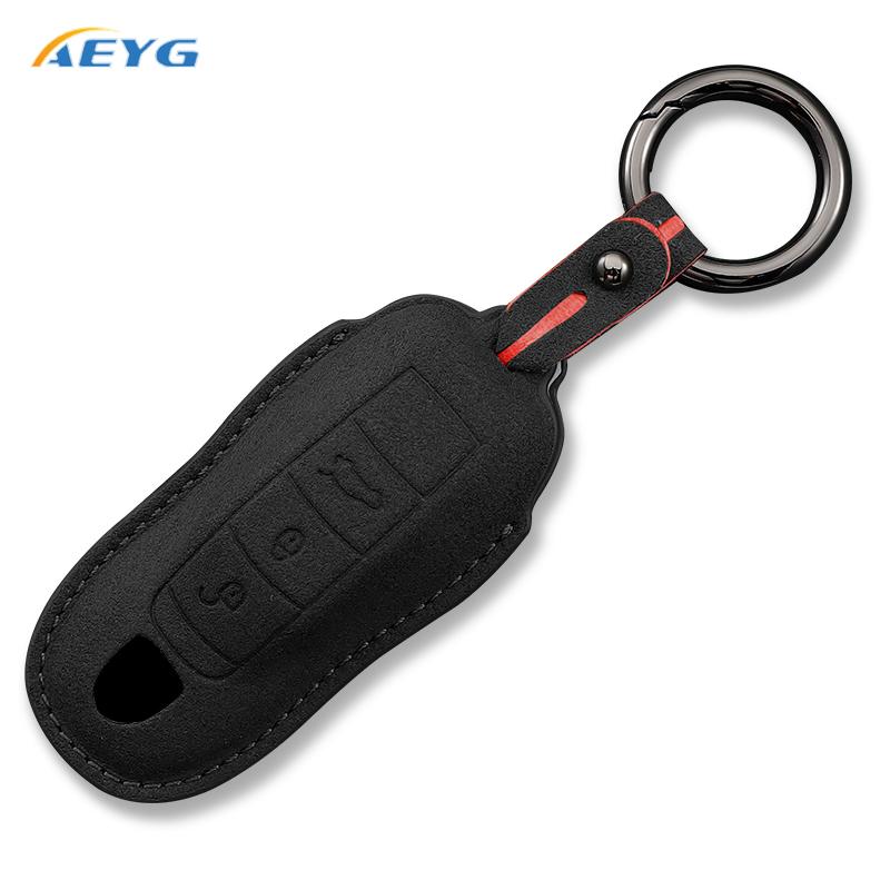Leather Car Key Case Cover Fob for Porsche Panamera Cayenne Cayman 718 971 911 9YA Macan Boxster Carrera Taycan Accessories