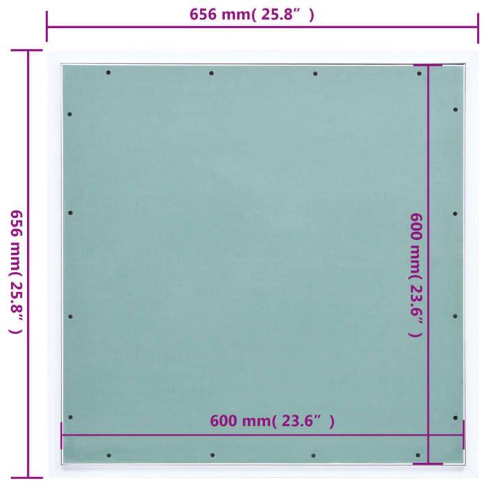 Panneau d'accès - vidaXL - 600x600 mm - Aluminium - Plaque de plâtre - Vert et argenté
