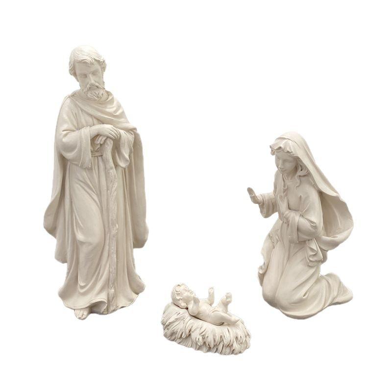 Resin Handicrafts Simulated Human Figure Sculpture Family of Three Christmas Birth of Jesus Decorative Figurines Home Decoration