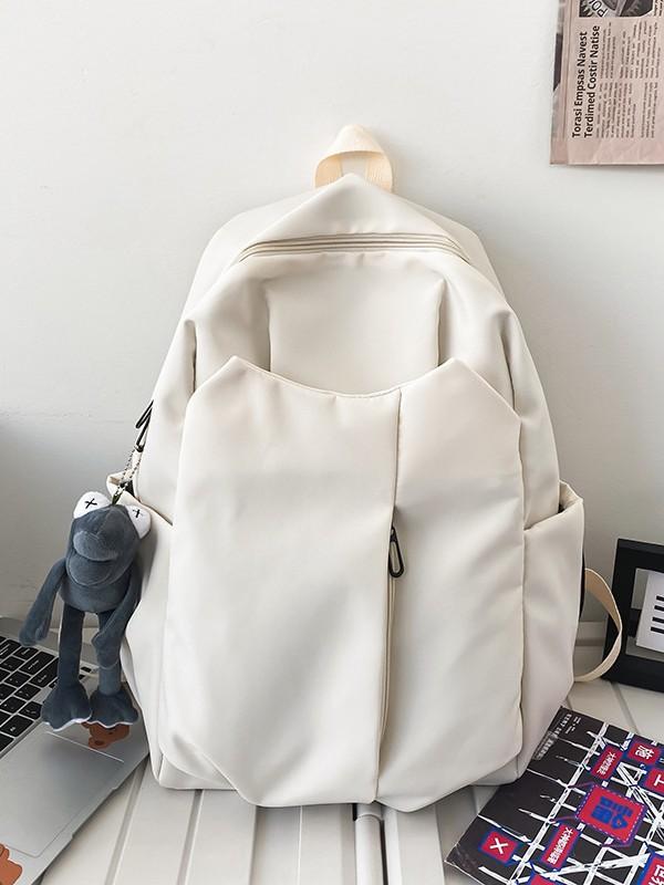 Schoolbag Large Capacity Laptop Backpack Men's and Women's Lightweight Fashion Solid Color College Student School Bag Junior High School Backpack