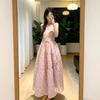 2026 Floral Print Sleeveless A-Line Midi Dress Women Cinched Waist Pink Chic Beach Vacation