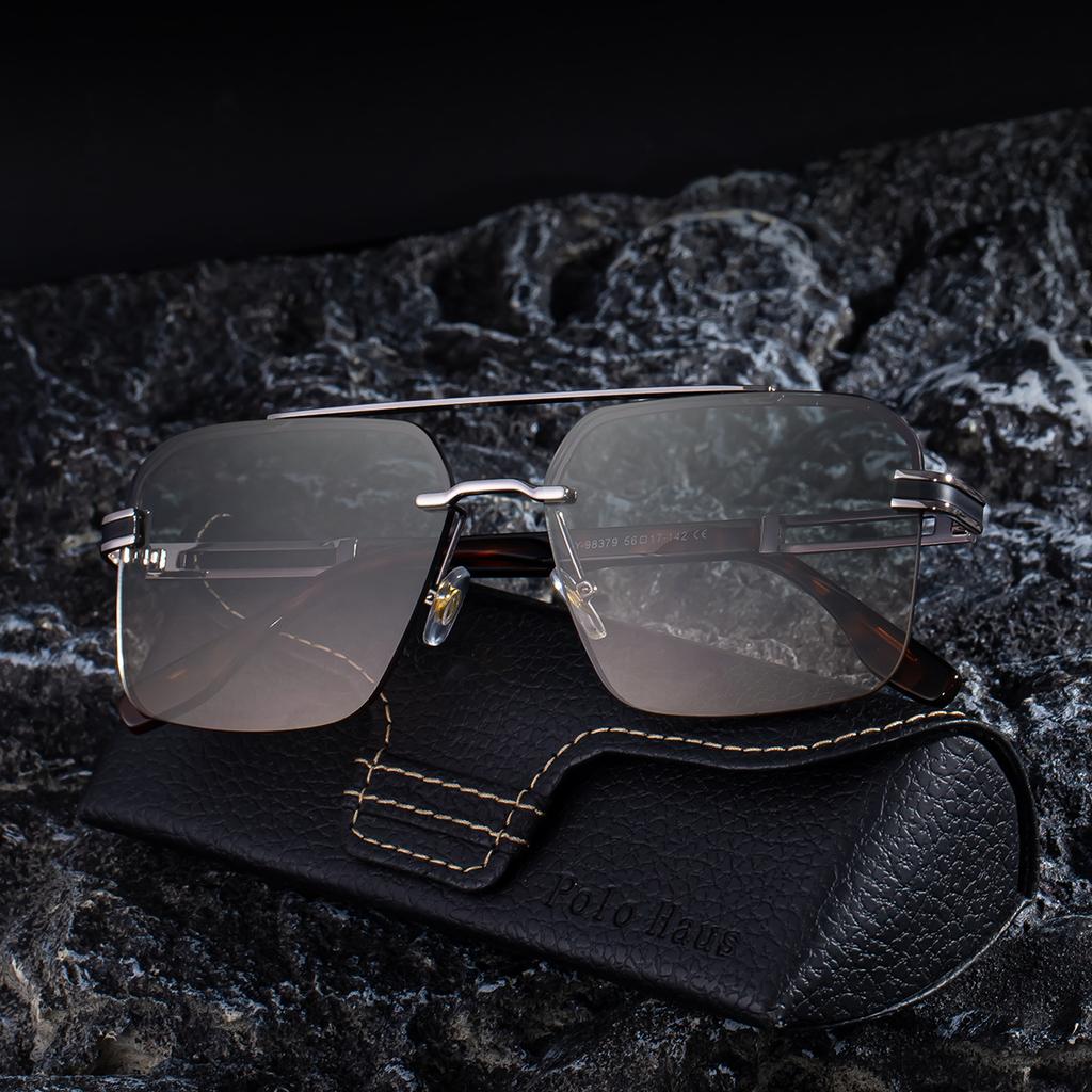 JYL TS Men's Semi-Rimless Retro - Double-Bridge Sun-Protective Trendy CY-98379