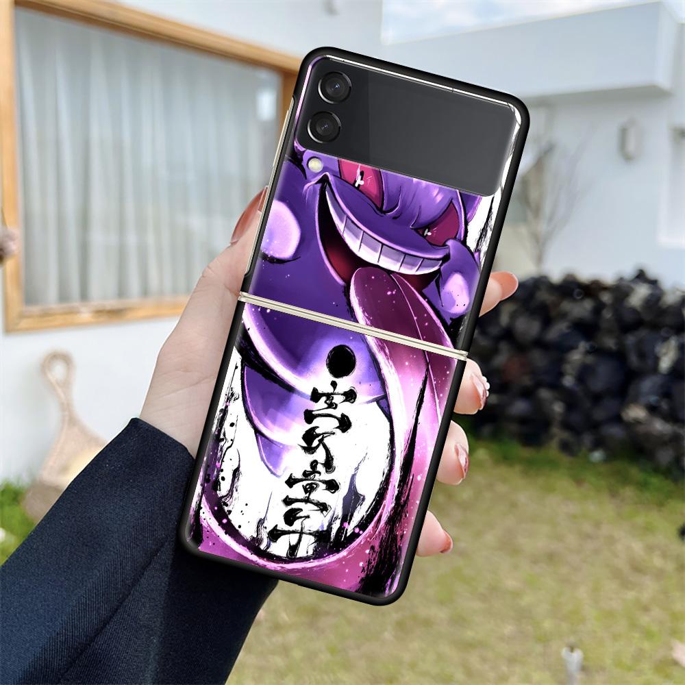 

Чехол для телефона Samsung Galaxy Z Flip 3 5G ZFlip3, черный твердый чехол, защита от падения, роскошный чехол, японское аниме Pokemon Samsung Z Flip 3 5G