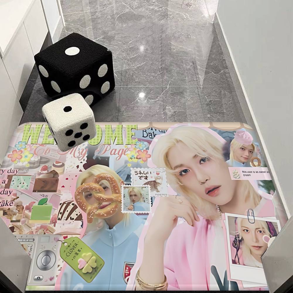Kpop Singer F-Felix Hallway Carpet Washable Non-Slip Living Room Sofa Chairs Area Mat Kitchen Doormat Area Rug