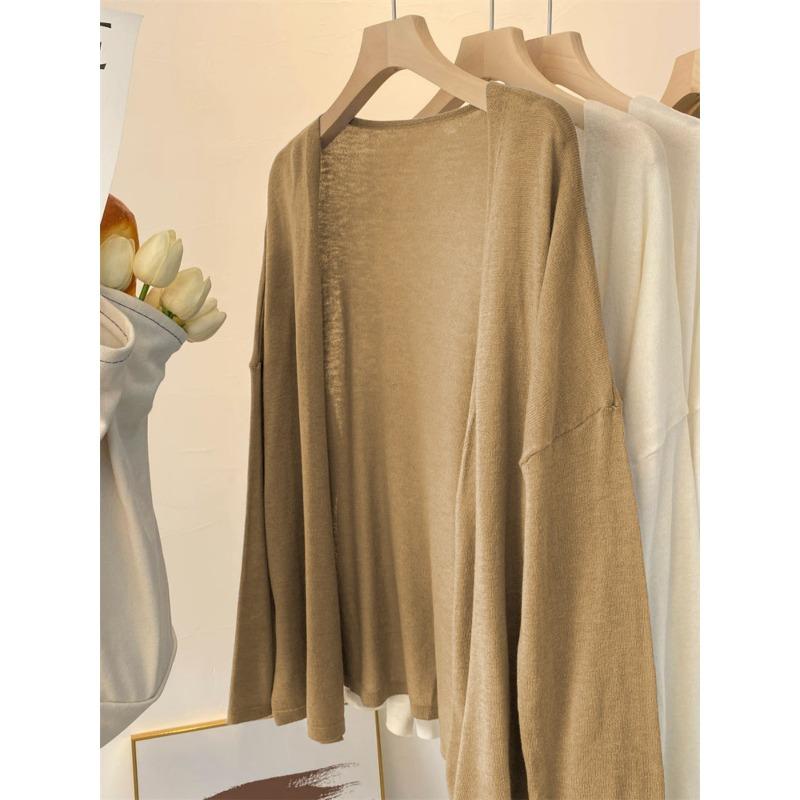Large size lazy wind knitted cardigan spring and summer thin sunscreen blouse temperament jacket women