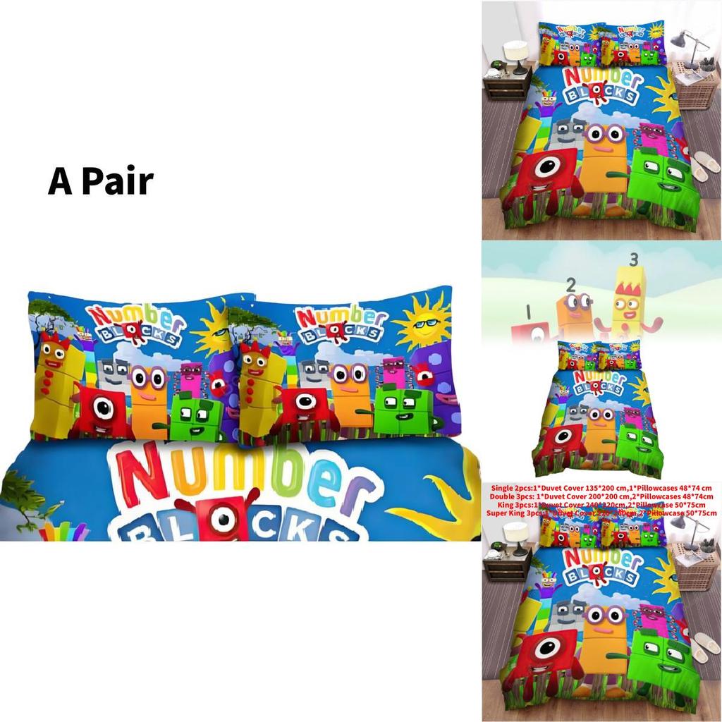 Numberblocks Digital Blocks Bedding Set With Active Dye Printing For Modern Bedroom Decor