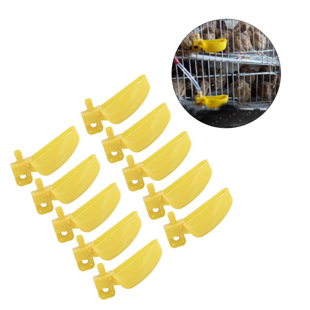 10Pcs Automatic Waterers Yellow Drinking Cups Bowl for Quail Chicken Birds Large Size
