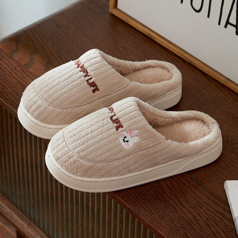 Cotton slippers winter 2025 new home indoor warm couple cute rabbit non-slip plush winter slippers