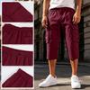 Heren Effen Kleur Knopen Elastische Taille Cargo Capri Broek met Zes Zakken Werkkleding Stijl Casual Pasvorm