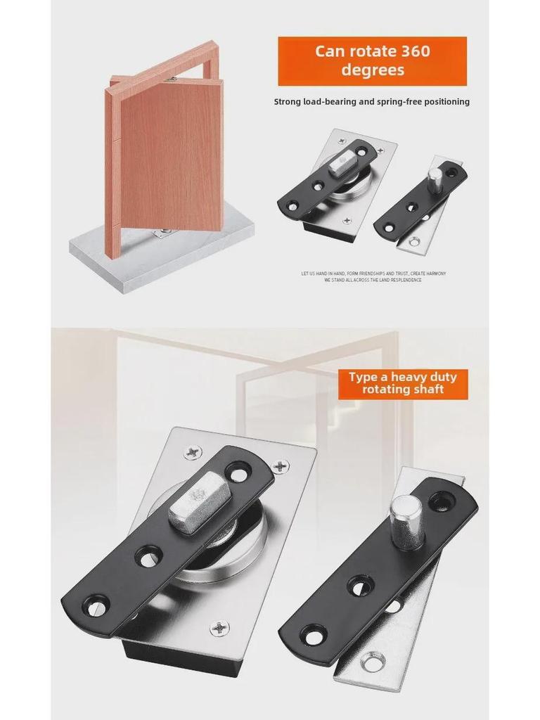 Heavy-Duty Stainless Steel Invisible Rotating Door Hinge with Hidden Up-Down Heaven and Earth Shafts