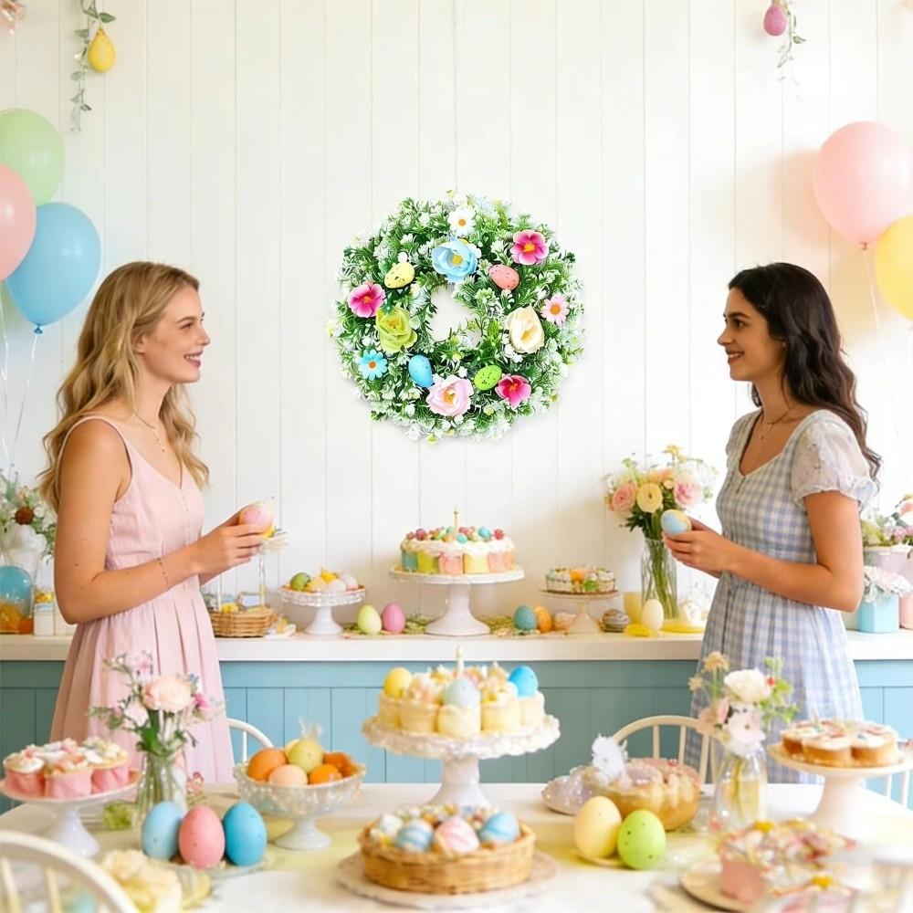 Plastic Easter Decoration Wreath Simulated Plant Spring Floral Wreath  Garden Yard