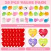 JOYFY 28er Set Valentinstag Party-Mitgebsel mit 28 leuchtenden Mochi Squishy Spielzeugen, gefüllten Herzen und Herz-Karten