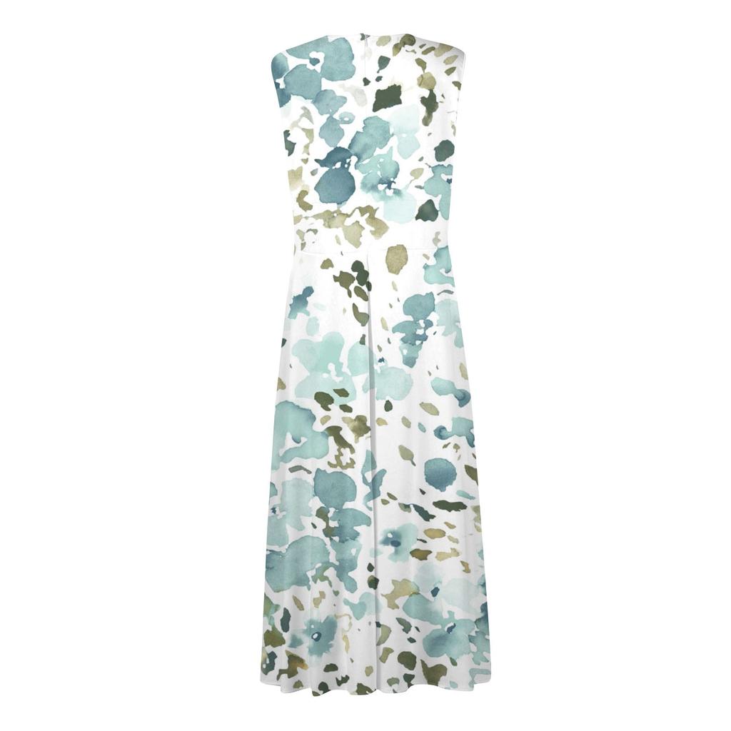 Dámské dlouhé šaty Maxi šaty Ležérní šaty Letní Ležérní Bez rukávů Výstřih do V Boho pas Stažení Potištěné šaty