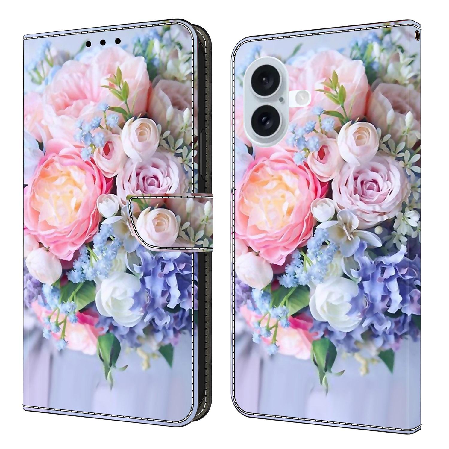 

Чехол для iPhone 17 с магнитной застежкой, 3D-узором, кожаный кошелек-чехол для телефона Colorful Flower