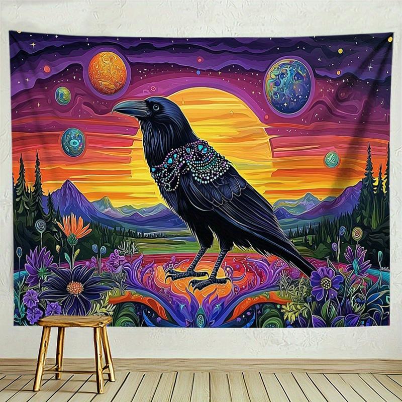 Berg- und Blumenmuster Digitaldruck Polyester Wandteppich geeignet für Wohnzimmer Schlafzimmer Büros Bars Partys