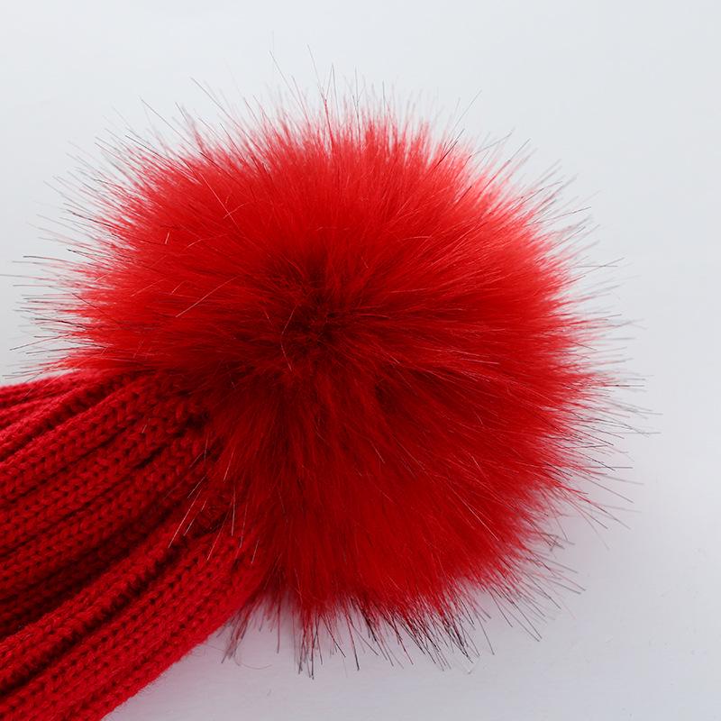 Korean Style Pom Pom Knit Beanie - Warm, Solid Color, Rolled Brim for Autumn & Winter