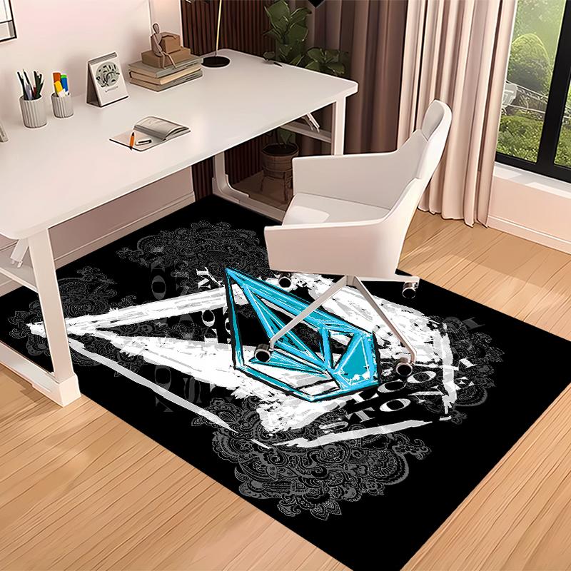 1pc V-VOLCOM LOGO5 Print Area Rug - Soft, Washable Non-Slip Indoor Mat for Office Chairs, Living Room, Home Office Decorative Rug