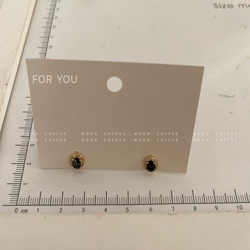 

Серьги-пусеты из стерлингового серебра 925 пробы с черным цирконом овальной геометрической формы для женщин