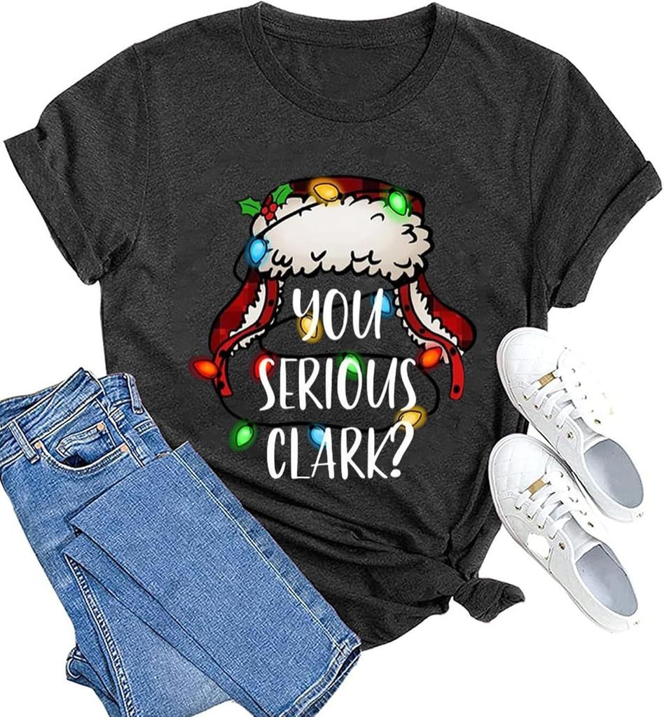 New Year Xmas Gift Merry Christmas Cotton Shirts for Women Merry and Bright Tree Graphic Holiday Printed TShirt Tops Unisex Tee