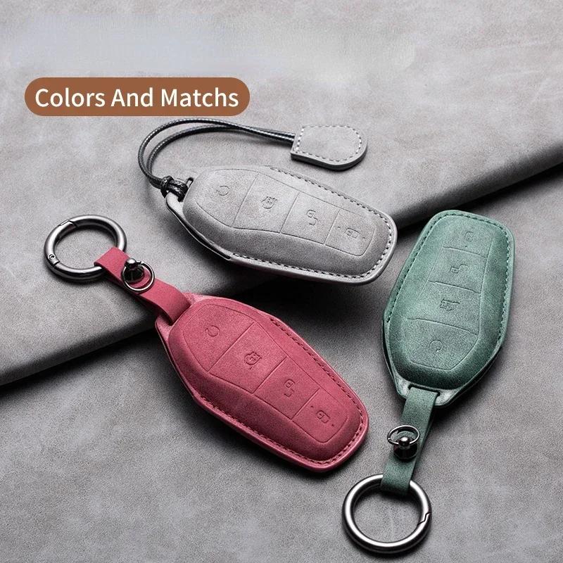 Car Remote Key Case Cover for BYD Tang EV600 Han EV Yuan ATTO 3 Song PLUS Pro MAX DMI Qin Leather Key Fob Shell Keychain