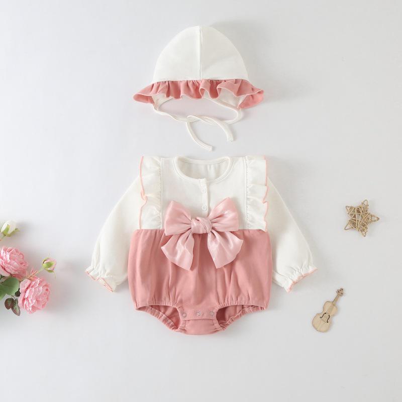 Newborn Baby Girl Autumn Romper - Princess Climbing Onesie for Spring or Fall.
