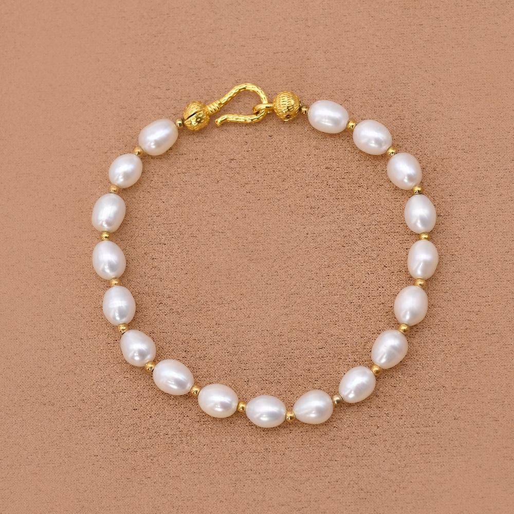 Norns Exclusive Design Natural Freshwater Pearl S925 Sterling Silver Gold Plated Zircon Inlay Pearl Beaded Charm Bracelet