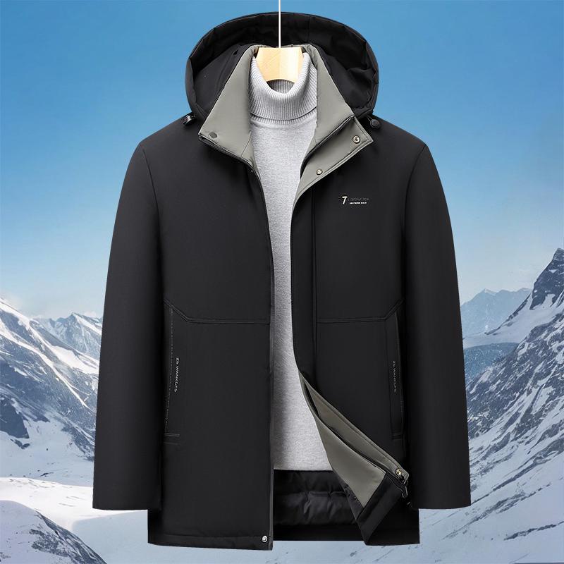 Woodpecker Men's Warm Hooded Cotton Jacket - Winter 2025 Fleece-Lined Thick Coat